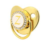 Zerodis Golden Alphabet Bling Baby Schnuller Clips de Material Seguro Durante 6-18 Meses bebé (Letra Z)