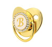 Zerodis Golden Alphabet Bling Baby Schnuller Clips de Material Seguro Durante 6-18 Meses bebé (Letra b)