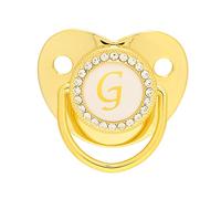 Zerodis Golden Alphabet Bling Baby Schnuller Clips de Material Seguro Durante 6-18 Meses bebé (Letra g)