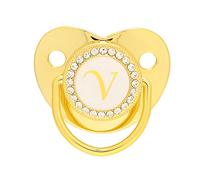 Zerodis Golden Alphabet Bling Baby Schnuller Clips de Material Seguro Durante 6-18 Meses bebé (Letra V)
