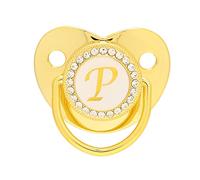 Zerodis Golden Alphabet Bling Baby Schnuller Clips de Material Seguro Durante 6-18 Meses bebé (Letra p)