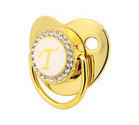 Zerodis Golden Alphabet Bling Baby Schnuller Clips de Material Seguro Durante 6-18 Meses bebé (Letra T)