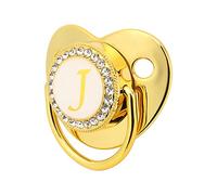 Zerodis Golden Alphabet Bling Baby Schnuller Clips de Material Seguro Durante 6-18 Meses bebé (Letra J)