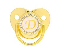 Zerodis Golden Alphabet Bling Baby Schnuller Clips de Material Seguro Durante 6-18 Meses bebé (Letra D)