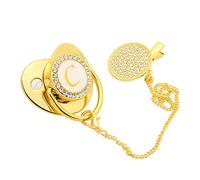Zerodis Golden Alphabet Bling Baby Schnuller Clips de Material Seguro Durante 6-18 Meses bebé (Letra C)