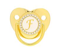 Zerodis Golden Alphabet Bling Baby Schnuller Clips de Material Seguro Durante 6-18 Meses bebé (Letra f)
