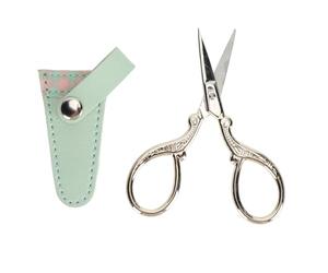 Zerodis Herramientas para Tejer Tijeras de Coser de Acero Inoxidable con Cubierta de Cuero Suministros Hechos a Mano Adecuados para Entusiastas del Bricolaje Costura Tejer Enhebrar Costura