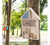 Zerodis House Wood Bug Sala Protección del Hotel Decoración de Jardines Bon Bees Alentados para el Jardín o la Madera Plata Al Aire Libre 35x25.5x3.6 Cm