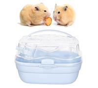 Zerodis Jaula de Transportista de Hámster Gran Espacio, Jaula Portátil Transpirable, Transportista Viajes para Hedgehog Dwarf con Hamster Enano Hedgehog Viajando Fácil Transportar (Azul Crema)