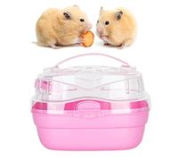 Zerodis Jaula de Transportista de Hámster Gran Espacio, Jaula Portátil Transpirable, Transportista Viajes para Hedgehog Dwarf con Hamster Enano Hedgehog Viajando Fácil Transportar (Pink)