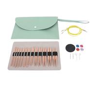 Zerodis Juego de 26 Agujas de Tejer Circulares Intercambiables, Agujas de Aluminio Desmontables de Oro Rosa de 3 Mm a 10 Mm con Estuche de Almacenamiento de Cables para Suéteres,