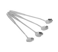 Zerodis Juego de Cucharas de Flores de Acero Inoxidable, 4 Cucharas de café en Forma de Corazón con Bordes Lisos para Bebidas Mixtas, té Helado y café (SILVER)