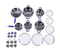 Zerodis Juego de Ollas para Sopa, Juegos de Utensilios de Cocina de Acero Inoxidable, Ollas para Cocinar No Tóxicas de la Colección Chef con Tapas de Vidrio para Horno de Inducción y (BLUE)