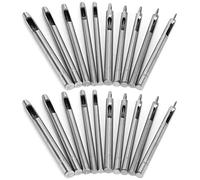 Zerodis Juego de Perforadoras de Cuero de 20 Piezas, Kit de Perforadora Hueca Redonda con 10 Tamaños de 0,5 a 5 Mm para Correa de Reloj, Perforación Artesanal