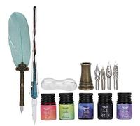 Zerodis Juego de Pluma de Plumón Vintage, Set de Bolígrafo de Muescas Retro de Caligrafía de Escritura con 5 Tintas Coloridas Decoración de la Boda de Papelería Pluma Firme para la