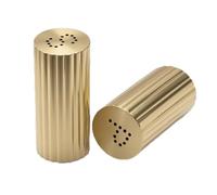 Zerodis Juego de Salero de Acero Inoxidable, 2 Dispensadores de Condimentos de Metal con Base Antideslizante y Tapa para Azúcar en Polvo, Chile, Cacao, Cocina, Camping, Al Aire Libre (GOLD)