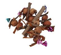 Zerodis Juguetes para Pájaros Juguetes Cuerda para Masticar Pájaros Juguete con Gancho de Campana para Jaula para Loros Corteza de Madera de Manzana Natural Nuez de Pacana Soporte para Morder Juego