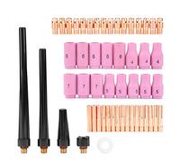 Zerodis Kit de Piezas de Antorcha de Soldadura, Juego de Lentes y Pinzas de Gas, 53 Piezas Compatibles con WP9 WP20 WP25, Boquilla de Cerámica Duradera para Aplicaciones de Corte TIG