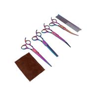 Zerodis Kit de Tijeras de Peluquería para Mascotas, Juego de Aseo con Peine y Paño, 7 Piezas de Acero Inoxidable for Perros Gatos Mascotas Pequeñas para Recortar Enredos