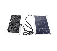 Zerodis Kit de Ventilador Dual con Energía Solar de 10 W y 18 V, 2 Puertos USB, Ventilador de Escape Portátil de 3000 RPM con Panel Solar Impermeable para Invernadero, Gallinero, Casa