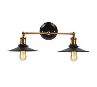 Zerodis Lámpara de Pared, Apliques de Pared Bañadores de Pared Lámpara Vintage 40W Luz Industrial Estilo Retro Casquillo E27 La Carcasa de Fuera Negra (Bombilla No Incluida)(Double Head)