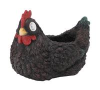 Zerodis Maceta para Gallinas, Resina, Luz Solar con Detección Automática de Luz, Autorriego para Suculentas, Decoración Interior y Exterior para Jardín y Porche (Black)