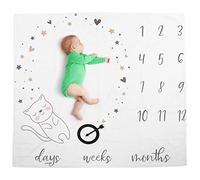 Zerodis Manta de hito mensual para bebé, Franela Suave para Foto de bebé Mes Tabla de Crecimiento Manta Accesorios de fotografía de bebé recién Nacido Fondo para decoración de guardería(Blanco)
