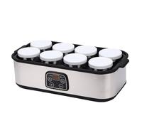 Zerodis Máquina de Yogur Digital, Máquina de Yogur Eléctrica con 8 Vasos de Vidrio para Helado de Batido de Mermelada de Salud Intestinal Casera, Temporizador de Temperatura (Enchufe europeo 220V)