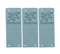 Zerodis Materiales Artesanales Etiquetas de Costura Hechas a Mano con 4 Agujeros 2 X 5 Cm Etiquetas Artesanales DIY para Billetera Sombrero Tela 100 Piezas Etiqueta de Cuero PU (BLUE #12)