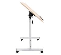 Zerodis Mesa de Centro Mesa Auxiliar Pequeña Ajuste de Altura Soporte Plegable Sin Ensamblaje Estación de Trabajo Móvil Escritorio Portátil con Ruedas para el Hogar, Mesita de Noche, Oficina, (Arce