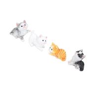 Zerodis Mini Esculturas de Gatitos, Figura de Gato de Resina Realista Hecha a Mano, Adornos para Tartas de Gato Cortados Resistentes a la Intemperie, 4 Uds.