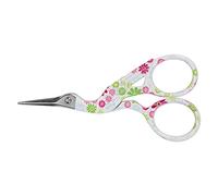 Zerodis Mini Tijeras de Costura Coloridas con Forma de Grulla Bordada de Acero Al Carbono con Diseño Exquisito para Uso Diario y Manualidades (Blanco con flor rosa)