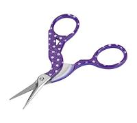 Zerodis Mini Tijeras de Costura Coloridas con Forma de Grulla Bordada de Acero Al Carbono con Diseño Exquisito para Uso Diario y Manualidades (Lunares blanco violeta)