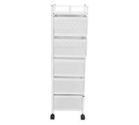 Zerodis Organizador de Cesta de Malla Giratoria con Ruedas, Estante de Almacenamiento Giratorio Móvil de Acero Al Carbono de Múltiples Capas con Cesta de Malla Extraíble para Cosméticos de (Blanca 5