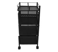 Zerodis Organizador de Cesta de Malla Giratoria con Ruedas, Estante de Almacenamiento Giratorio Móvil de Acero Al Carbono de Múltiples Capas con Cesta de Malla Extraíble para Cosméticos de (Negro 3