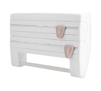Zerodis Otros Accesorios de Almacenamiento de Cocina Soporte para Soporte de Papel Toallero Dispensador de Toallas de Papel Portarrollos Montado en la Pared con Cortadores para de Aluminio (White)