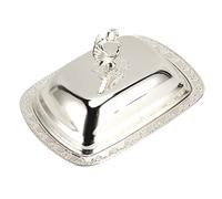 Zerodis Otros Coleccionables Estilo Metal Candy Dish con Tapa para Bocadillos Postres Elegante Decoración de Mesa Bordada Bandeja de Frutas Dorada Europea (SILVER)