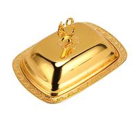 Zerodis Otros Coleccionables Estilo Metal Candy Dish con Tapa para Bocadillos Postres Elegante Decoración de Mesa Bordada Bandeja de Frutas Dorada Europea (GOLD)