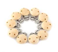 Zerodis Otros Suministros de Bordado de Costura Clips Hierro de Madera 3 Agujeros Encanto Redondo Clips para Chupete de bebé Accesorios de Alimentación Infantil para Carpeta de Ropa Adornos de