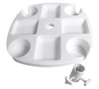 Zerodis Otros Suministros de Jardinería Mesa de Plástico para Sombrilla de Playa Al Aire Libre con 4 Portavasos y Compartimentos para Refrigerios, Ideal para Uso en Jardín y Patio, Portavasos para