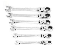 Zerodis Otros Utensilios Domésticos Juego de Llaves Combinadas de Acero Al Carbono con Cabeza Flexible de 180° para Reparación y Mantenimiento de Automóviles 6 Llaves de Trinquete