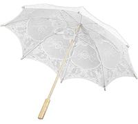 Zerodis Paraguas de encaje Paraguas de encaje Paraguas Boda Algodón Moda Mango de madera Decoración Paraguas (grande)(Blanco)