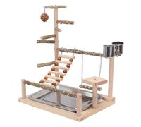 Zerodis Parque Infantil para Pájaros, Soporte de Madera para Entrenamiento de Pájaros con Columpio y Perchas, Soporte para Perca, Jaula para , Gimnasio en la Jungla para