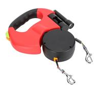 Zerodis Producto para Mascotas Correa Extensible para de Doble Cabeza, Correas de Nailon Reflectantes, Rotación de 360°, Luz LED, Luz Roja, para Caminar Al Aire Libre (Rojo)