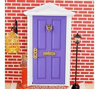 Zerodis Puerta Puntiaguda para Casa de Muñecas, Puerta de Hadas en Miniatura de Madera 1:12 para Cuento de Navidad, Juego de Simulación, Decoración de Casa de Muñecas Encantada (Purple)