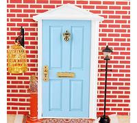 Zerodis Puerta Puntiaguda para Casa de Muñecas, Puerta de Hadas en Miniatura de Madera 1:12 para Cuento de Navidad, Juego de Simulación, Decoración de Casa de Muñecas Encantada (Blue)