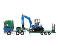 Zerodis Remolque de Plataforma Plana de aleación 1:50 con Excavadora, Modelo de camión de ingeniería Fundido a Troquel Modelo de tráfico de Juguete para niños Mayores de 3 años