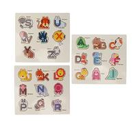 Zerodis Rompecabezas de Alfabeto de Madera, Juguete Educativo a Juego de Letras con Forma de Animal, Madera Maciza con 26 Letras, 3 Tableros y Bolígrafo, Mano de Obra Fina para Edades de