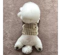 Zerodis Ropa de Dormir de Algodón a Cuadros para Mascotas con Cierre de Gancho y Bucle y Bolsillo Trasero para Perros Pequeños Teddy Bichon (Caqui L 30 cm/11,8 Pulgadas de Largo, 40 cm/15,7)