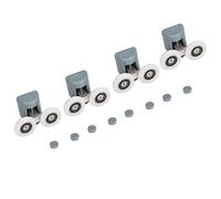Zerodis Ruedas De Puerta Corrediza De Ducha De 4 Piezas, Rodillos De Plástico De Rodamiento De Vidrio para Ruedas De Polea De Puerta Corredera De 5 Mm / 6 Mm Sala De SPA(Doble Rueda)